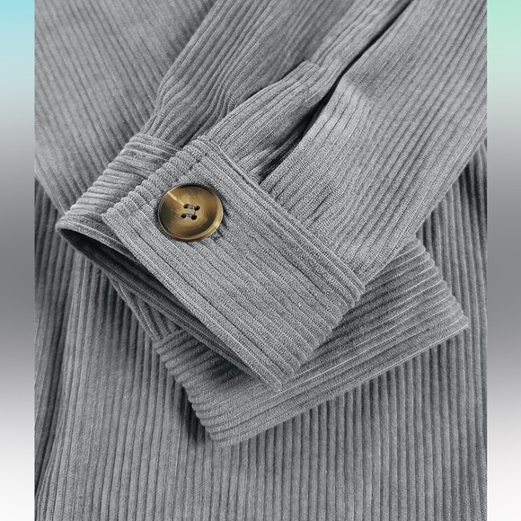 Womens Shacket Corduroy Button Down Shirt - Picture 2 of 8